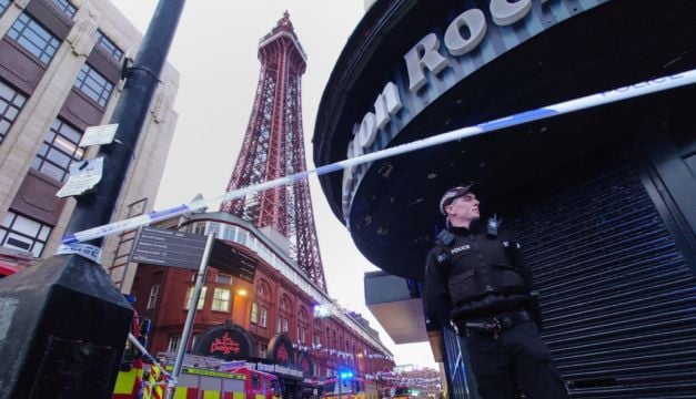'Fire' At Blackpool Tower Turns Out To Be Orange Netting Blowing In Wind