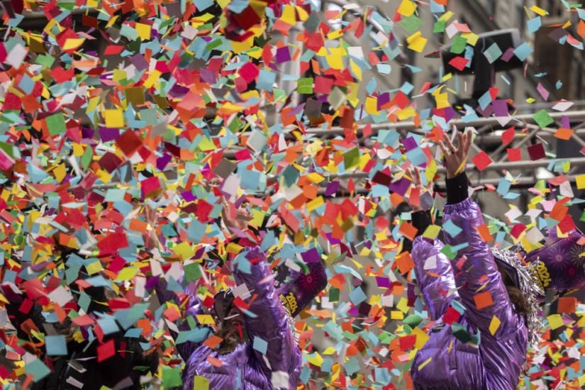Air In Times Square Filled With Coloured Paper In New Year’s Eve Confetti Test