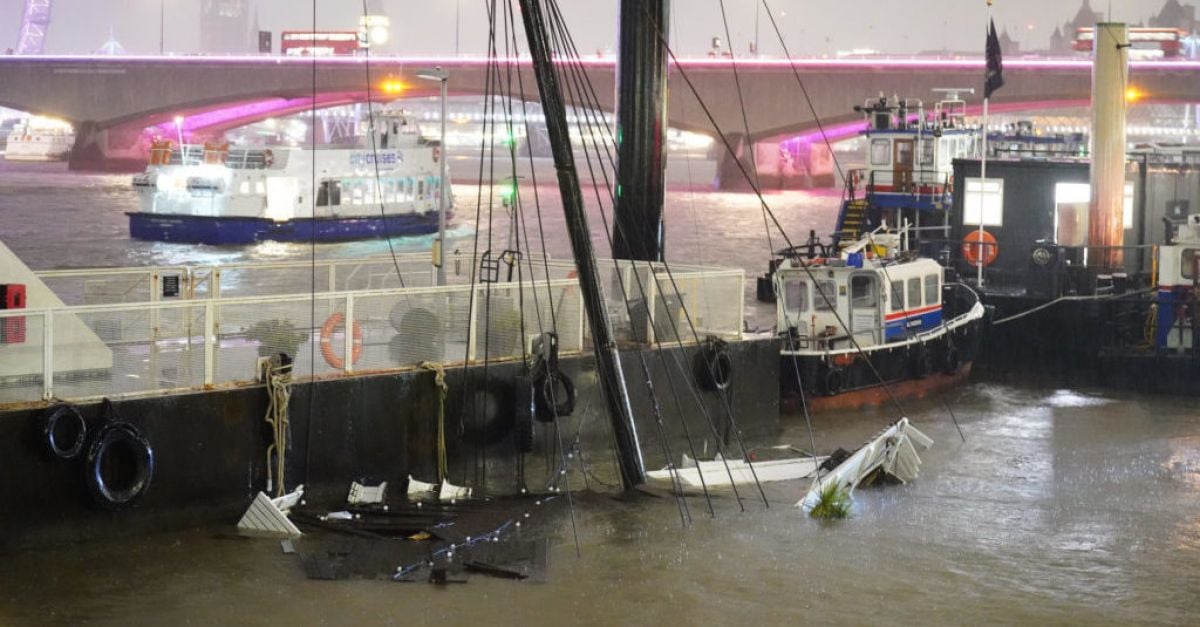 London party boat sinks in River Thames amid heavy rainfall