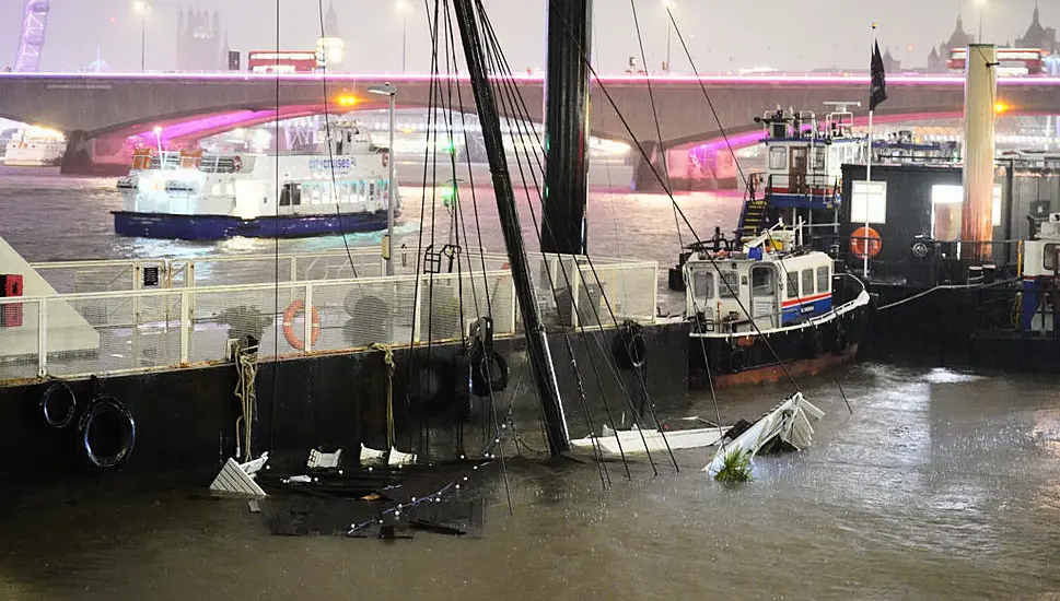 London Party Boat Sinks In River Thames Amid Heavy Rainfall