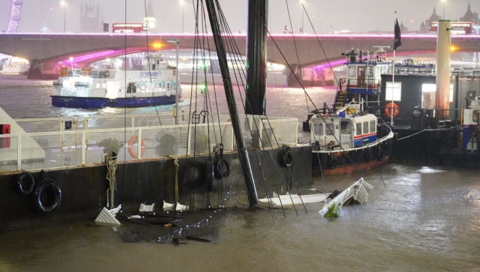 London Party Boat Sinks In River Thames Amid Heavy Rainfall