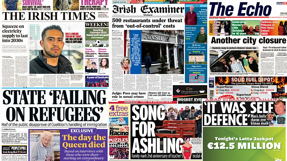 What The Papers Say: Saturday's Front Pages