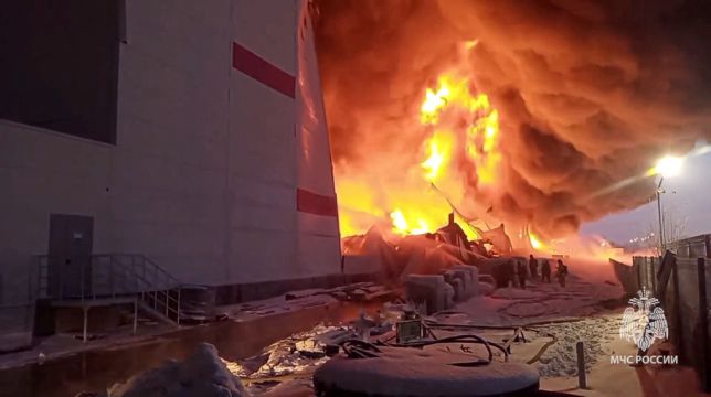 Major Fire Engulfs Warehouse Outside St Petersburg