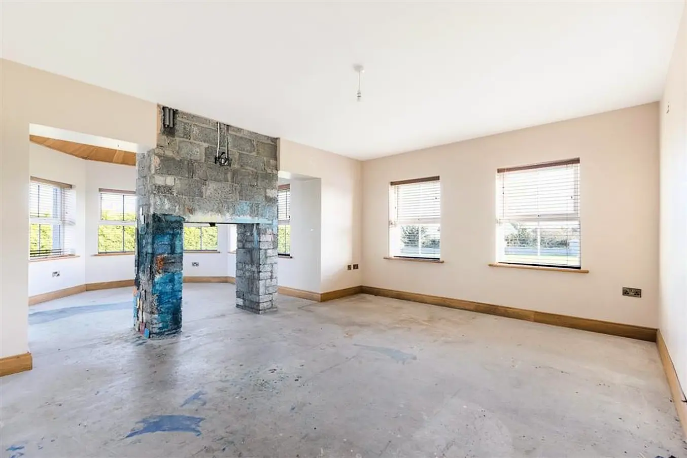 Unfinished Additional Reception Areas, With Central Fireplace