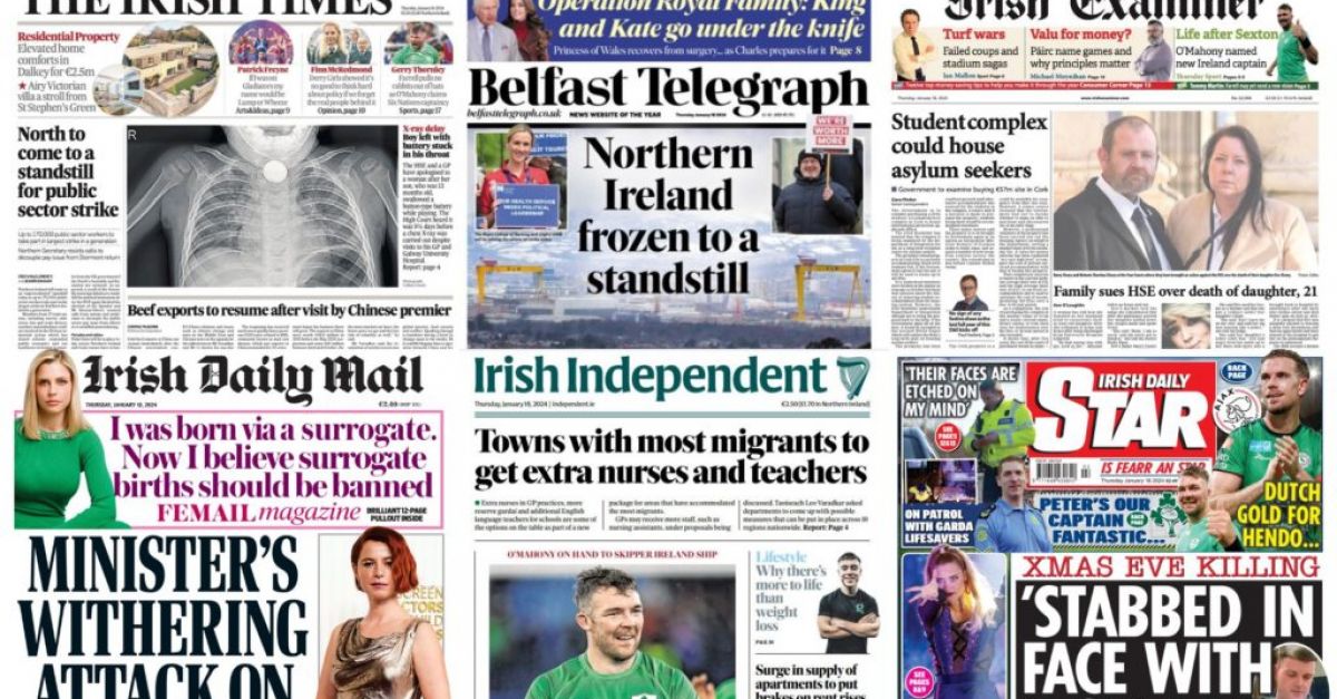 Ето най важните новини във вестниците от четвъртък Irish Times и Belfast