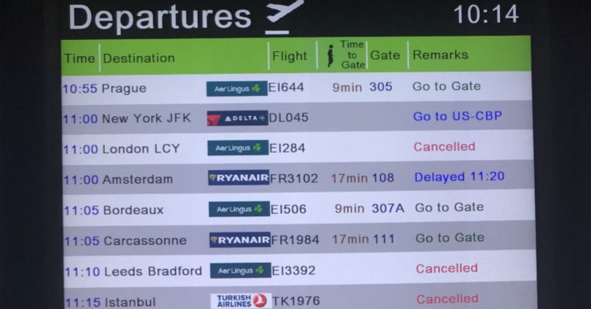 Десетки полети са отменени или забавени от летищата в Ирландия