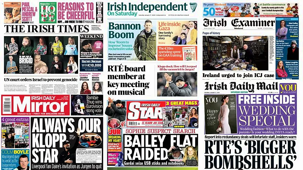 What The Papers Say: Saturday's Front Pages