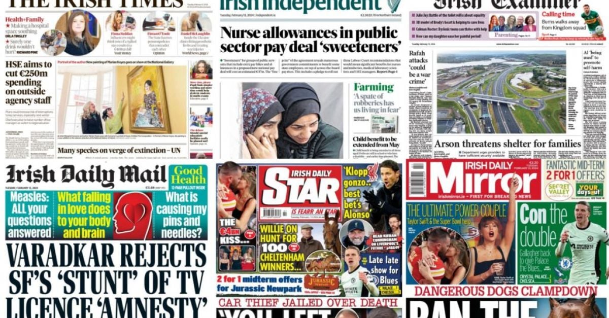 Ето най големите истории които направиха заглавия в Ирландия във вторник Irish