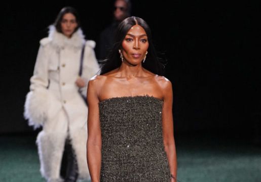 Naomi Campbell Dazzles In Beaded Dress At Burberry’s London Fashion Week Show