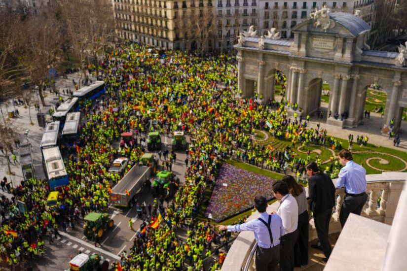 Thousands Of Farmers Descend On Madrid For Tractor Protest Over Eu Policies