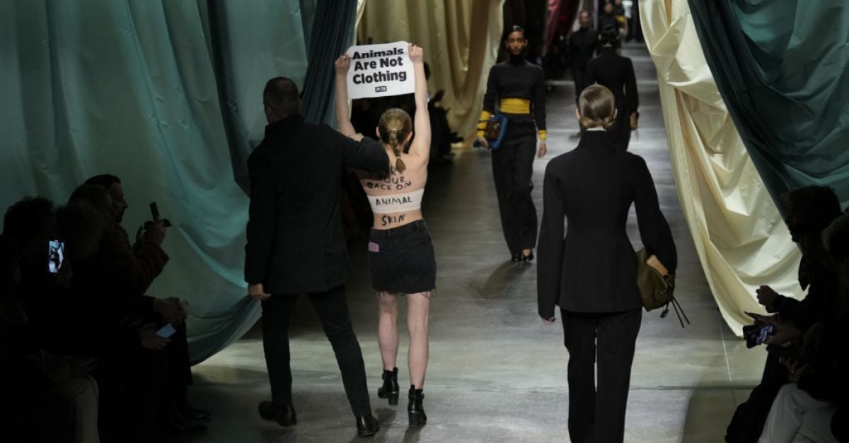 Протестиращ от Peta щурмува подиума на Fendi на Седмицата на модата в Милано