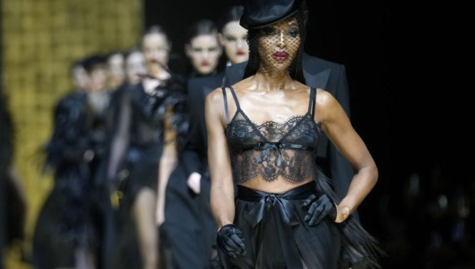 Naomi Campbell Models Underwear As Outerwear Trend For Dolce &Amp; Gabbana At Milan Fashion Week