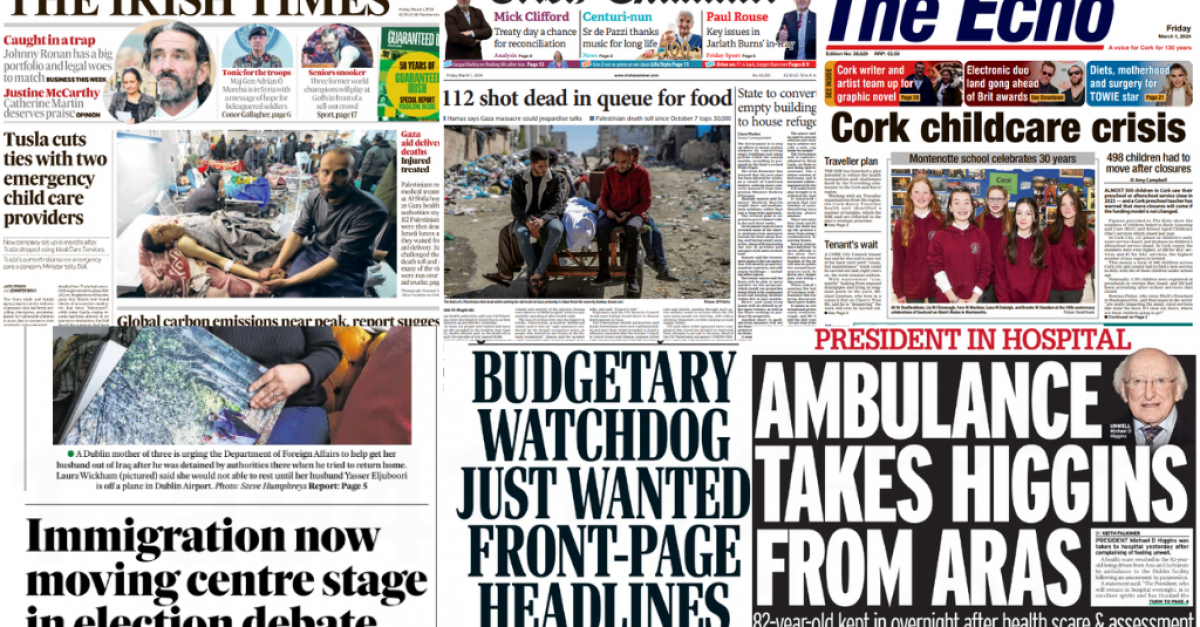 Широка гама от истории има в ирландските вестници в петък