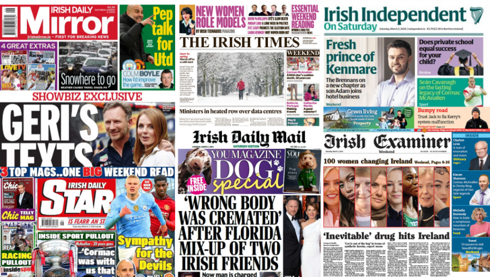 What The Papers Say: Saturday's Front Pages