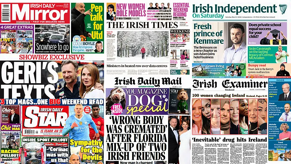 What The Papers Say: Saturday's Front Pages