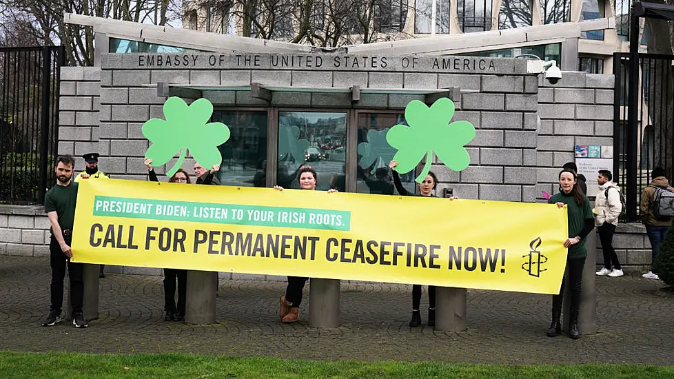 Protests In Dublin And Belfast Urge Biden To Support Gaza Ceasefire