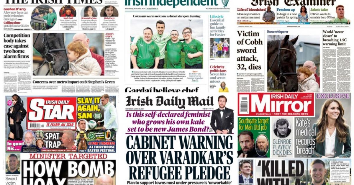 Във вестниците от сряда се появяват различни истории Irish Times съобщава