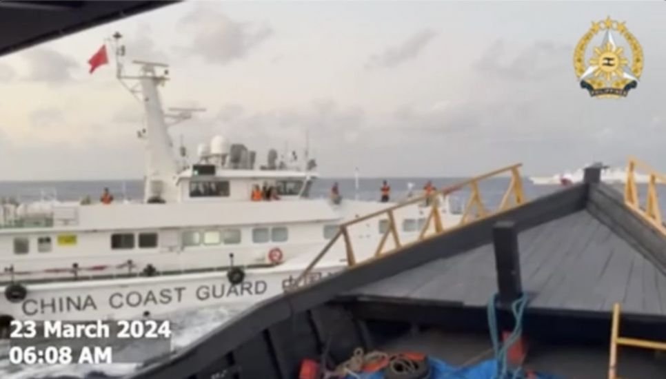 Chinese Coast Guard Blasts Philippine Boat With Water Cannon In Disputed Sea