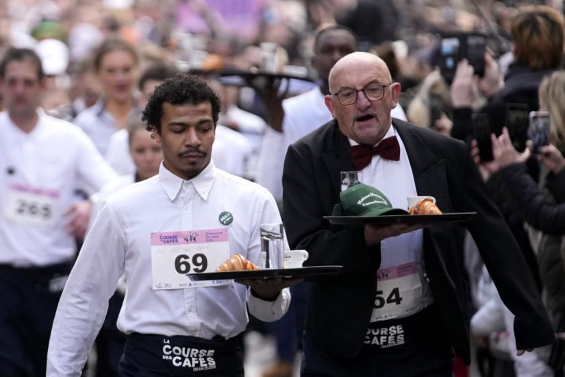 The Waiting Game! Cafe Workers Carry Loaded Trays In 2Km Race Through Paris