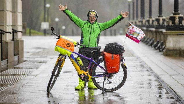 Timmy Mallett Visits Stormont During Northern Ireland Cycle Trip