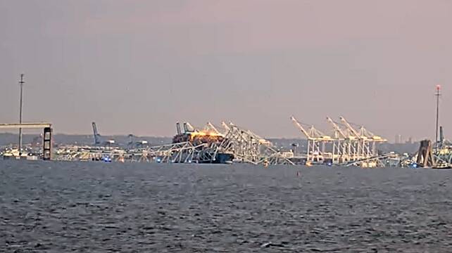 Baltimore Bridge Collapse: Dramatic Footage Captures Moment Ship Hits Structure