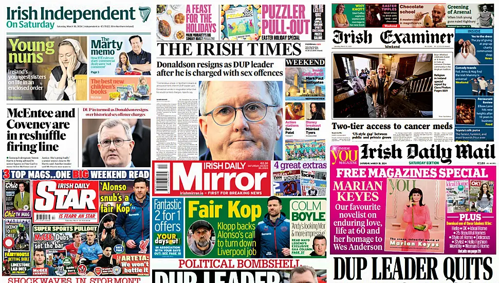 What The Papers Say: Saturday's Front Pages