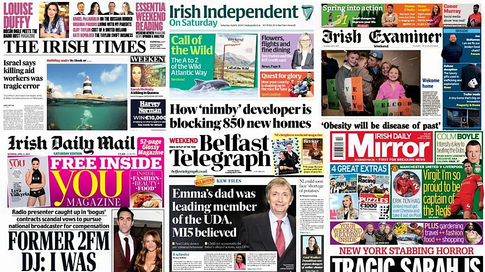 What The Papers Say: Saturday's Front Pages