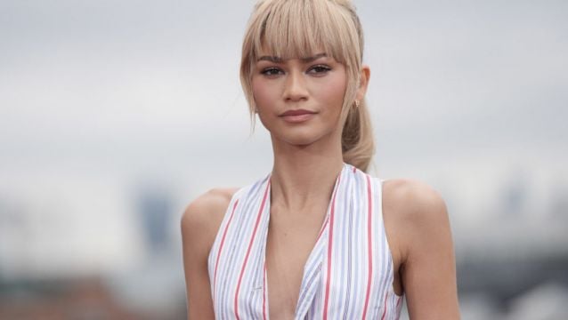 Zendaya Wears Striped Outfit With Fluffy Tail For Challengers Promotion