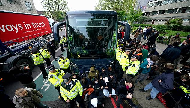 Arrests Made In London As Protesters Block Coach Taking Asylum Seekers Away