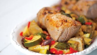 Air Fryer Italian Pork Loin And Roasted Vegetables Recipe