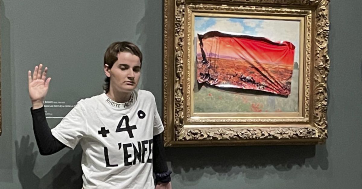 Климатичен активист залепи протестен плакат върху Маковото поле на Моне в парижкия музей