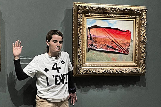 Climate Activist Sticks Protest Poster On Monet’s Poppy Field In Paris Museum