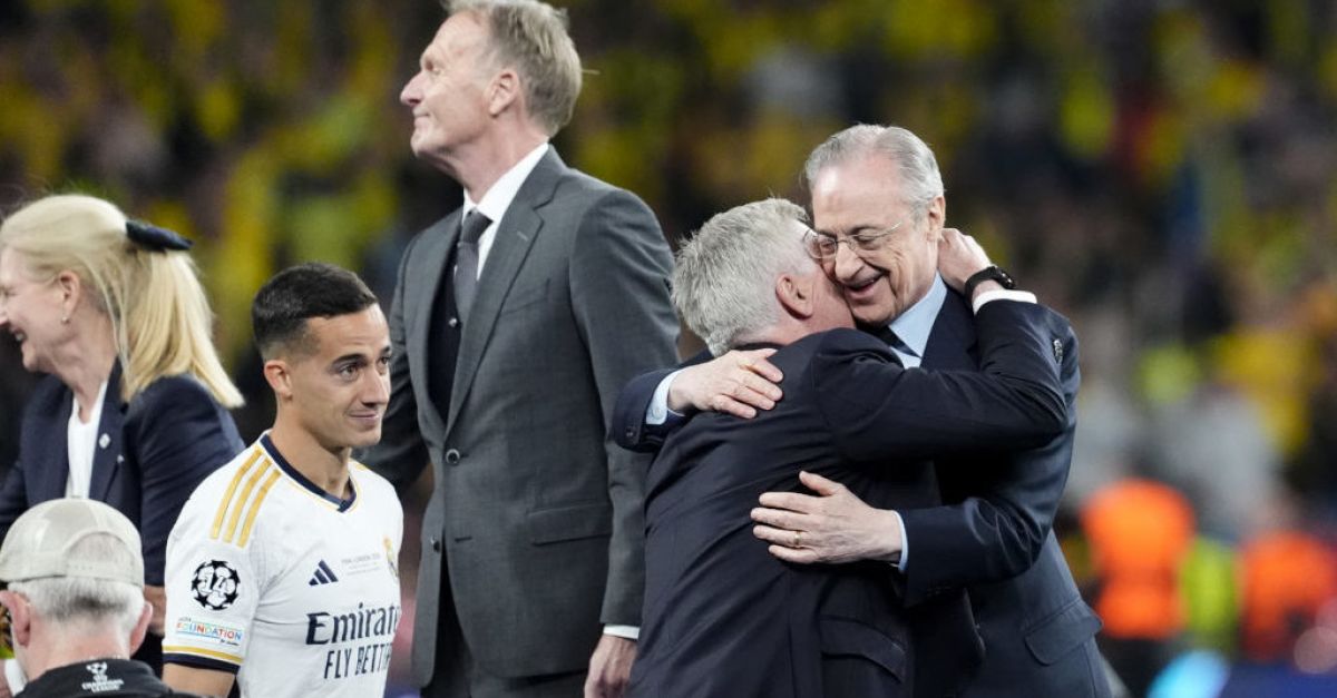 Президентът на Реал Мадрид Флорентино Перес беше доволен да види