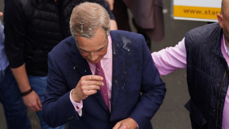 Nigel Farage Has Milkshake Thrown Over Him At Campaign Event