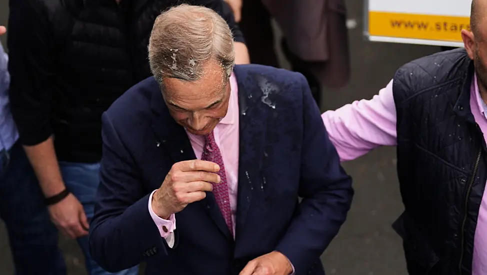 Nigel Farage Has Milkshake Thrown Over Him At Campaign Event