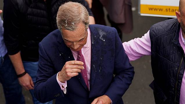 Nigel Farage Has Milkshake Thrown Over Him At Campaign Event