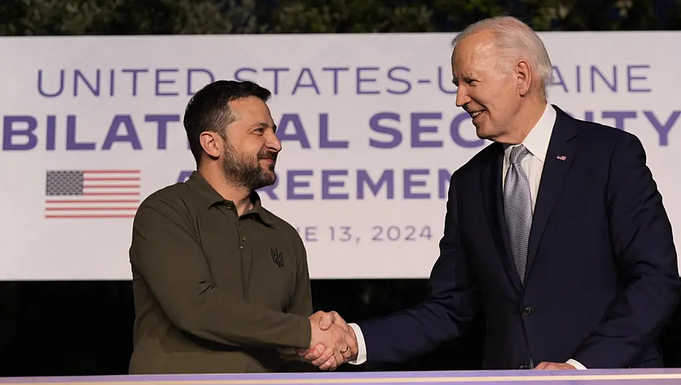 Us President Joe Biden And Ukraine’s Volodymyr Zelenskiy Sign Security Deal