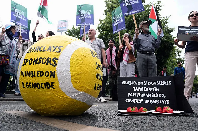 Pro-Palestinian Protesters Demonstrate Against Wimbledon Sponsor