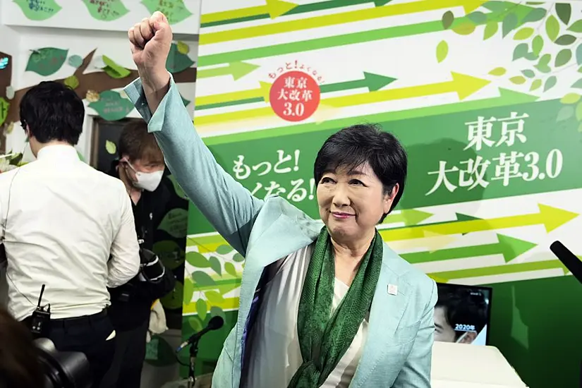 Tokyo Governor Declares Victory After Exit Polls Predict Her Re-Election