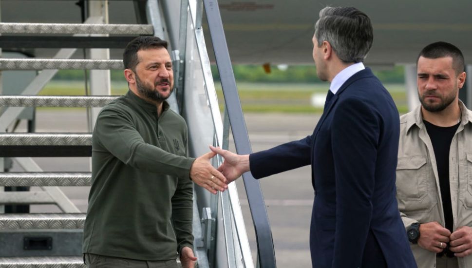 Harris And Zelenskiy Embrace As Ukrainian President Lands In Ireland