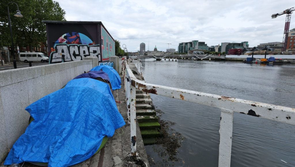 Asylum seekers report attack on tents along Dublin quays last night