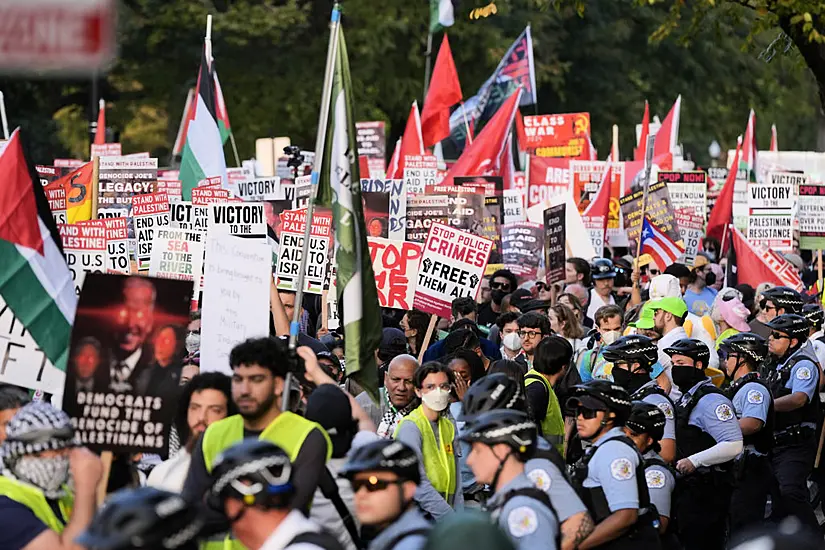 Pro-Palestinian Protests Continue Outside Democratic Convention