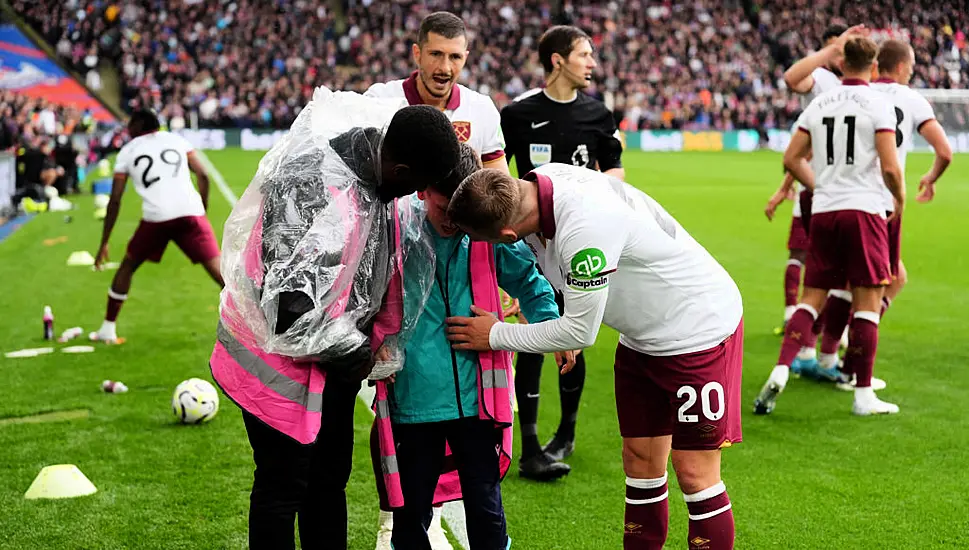 West Ham Duo Free Ball Boy From Under Collapsed Hoarding Amid Fan Celebrations