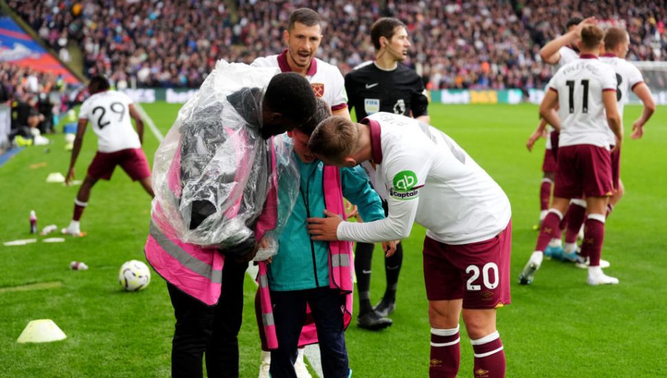 West Ham Duo Free Ball Boy From Under Collapsed Hoarding Amid Fan Celebrations