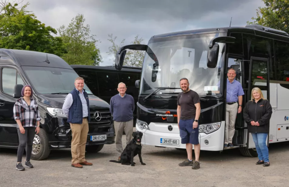 O’Callaghan Coaches: Amanda Stavrovska, marketing; Philip O’Callaghan, director; Jimmy O’Callaghan, founder and father to Philip and brother Seamus O’Callaghan; Johannes Horm, general manager; and Deirdre O’Sullivan Darcy, office manager