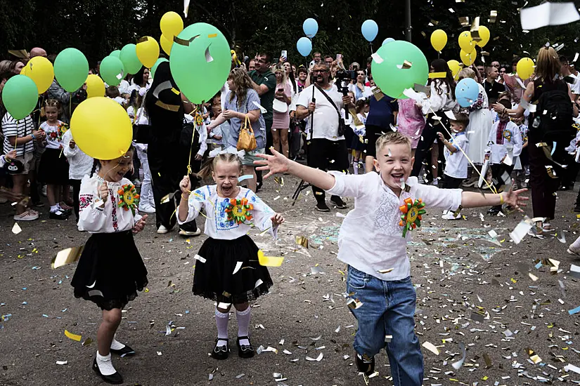 Ukrainian Children Join Parade Marking First Day Of School Near Front Line