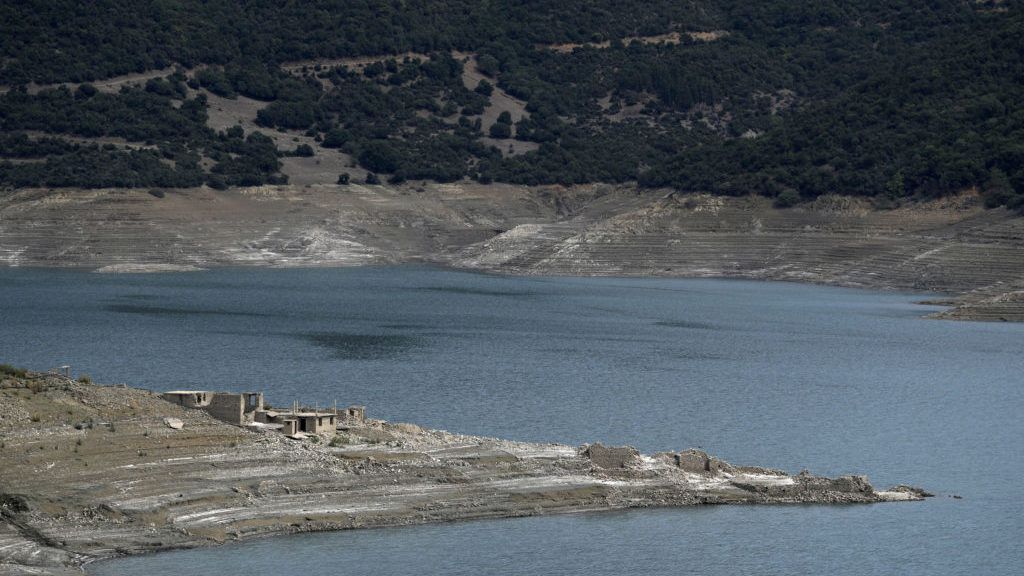 Ruins of a long-sunken Greek village emerge as drought saps vital reservoir