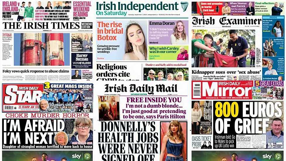 What The Papers Say: Saturday's Front Pages