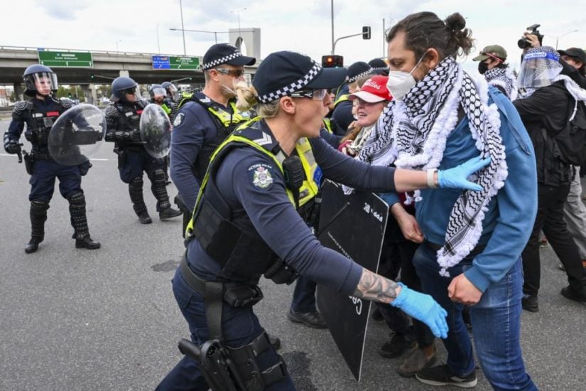 Anti-War Protesters Clash With Police Outside Australian Arms Convention