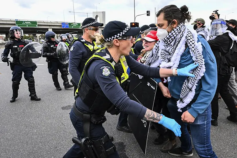 Anti-War Protesters Clash With Police Outside Australian Arms Convention